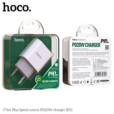 Adaptateur PD Charge HOCO Speed 20W (​C76A)