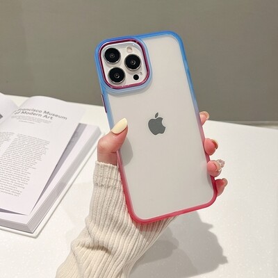 Case Color Gradient Edge Crystal Clear TPU For iPhone 13