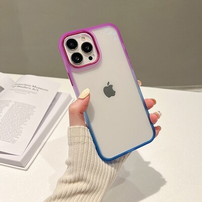 Case Color Gradient Edge Crystal Clear TPU For iPhone 14