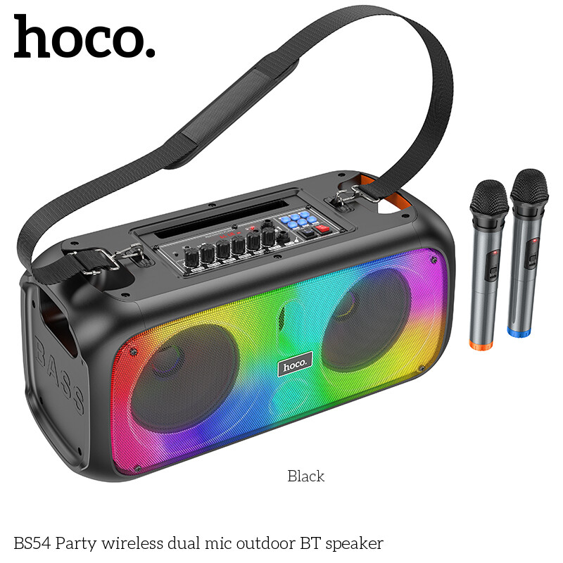 SPEAKER BLUETOOTH PARTY DOUBLE MICRO - NOIR (HOCO BS54)