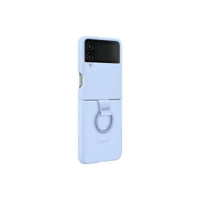 Galaxy Z Flip 4 Silicone Cover avec anneau - Bleu