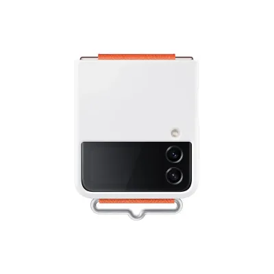 Galaxy Z Flip 4 Silicone Cover avec Sangle - Blanc