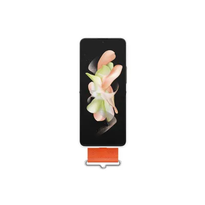 Galaxy Z Flip 4 Silicone Cover avec Sangle - Blanc