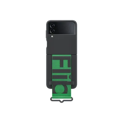 Galaxy Z Flip 4 Silicone Cover avec Sangle - Noir