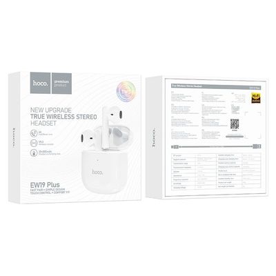 Airpods (2ᵉ génération) - Bluetooth - HOCO (EW 19 PLUS) - Blanc