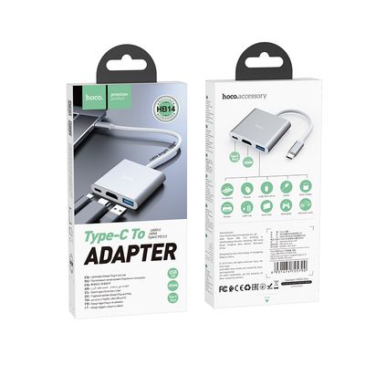 Hub HOCO de type C “HB14 Easy use” USB3.0+HDMI+PD