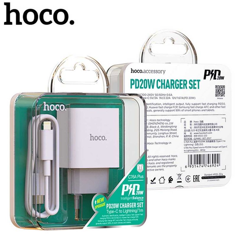 Chargeur HOCO Fast PD Charge HOCO 20W C76A