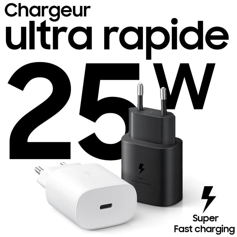 Adaptateur De Charge SAMSUNG  Ultra Rapide 25W  - BLANC - Garantie: 6 Mois
