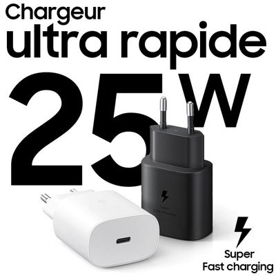 Adaptateur De Charge SAMSUNG  Ultra Rapide 25W  - BLANC - Garantie: 6 Mois