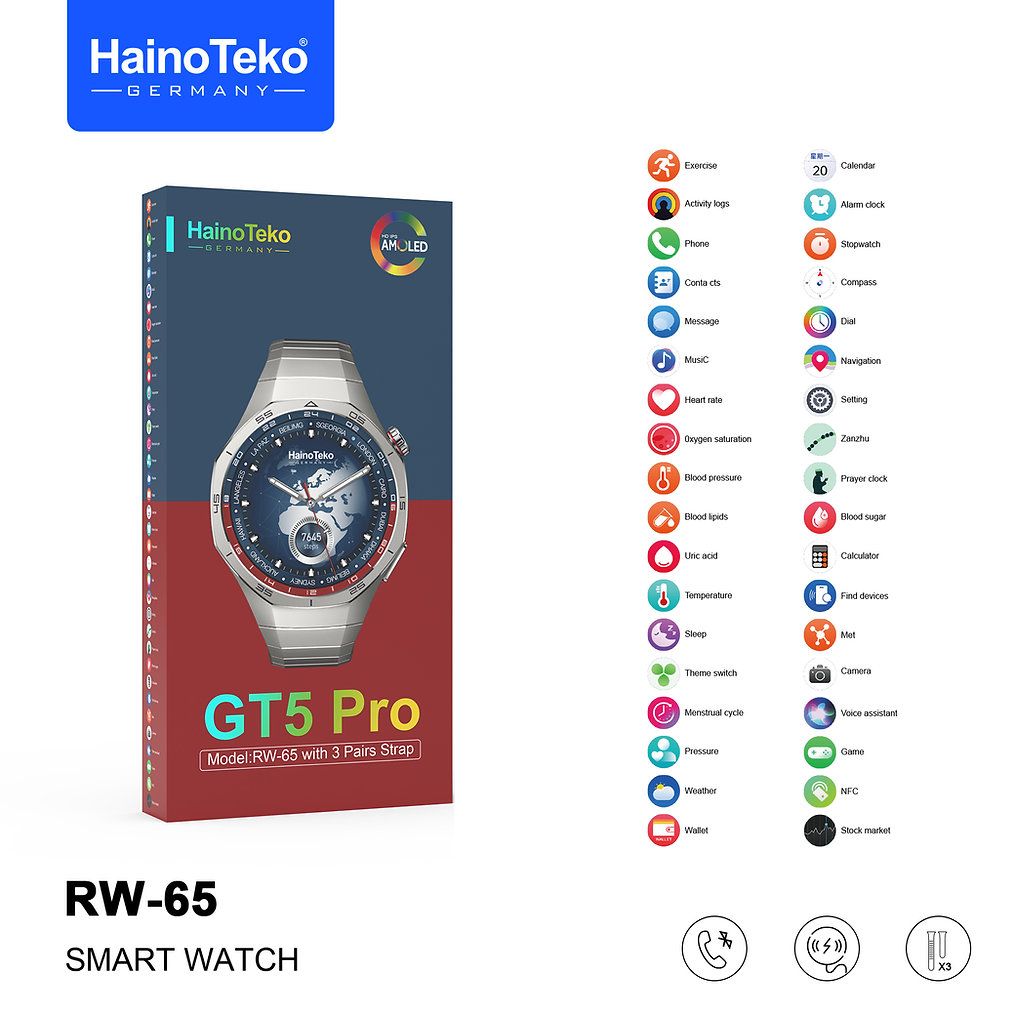 Smart Watch Haino Teko + 3 Bracelet -  RW65 - GT5 Pro