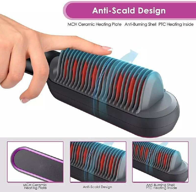 straightener Hair Ceramic Professional Heated Comb Women Electric Hair