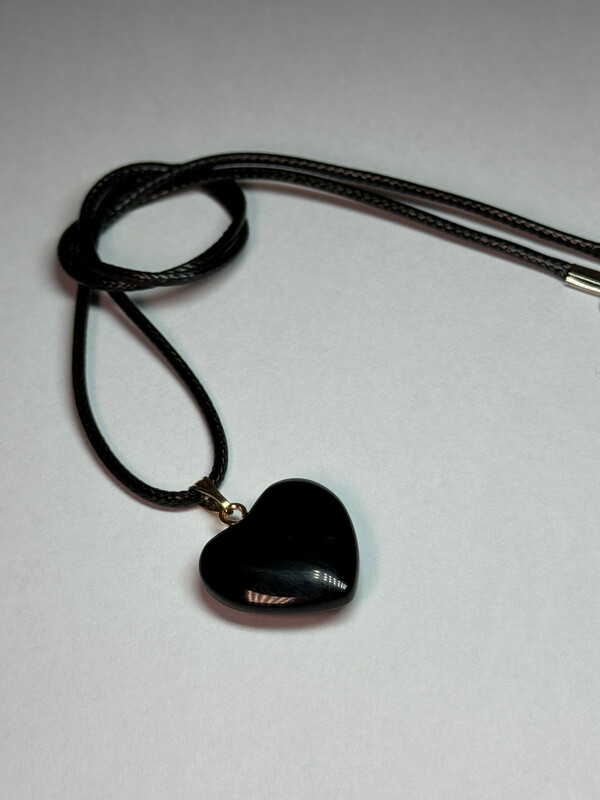 Black Heart Pendant Cord Necklace 🖤