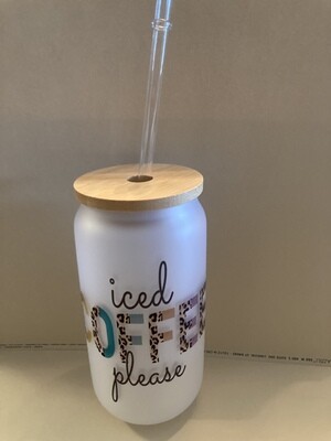 18 ounce frosted iced coffee please glass tumbler