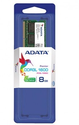 Memoria RAM ADATA PC12800, 8 GB, DDR3L, 1600 MHz, Portátil, 204-pin SO-DIMM