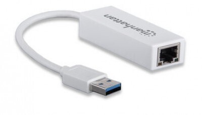 Tarjeta de Red USB - Ethernet MANHATTAN 506731, USB 2.0, RJ-45, Macho/hembra, Color blanco