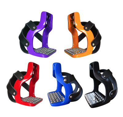 1 Pair Die-Cast Aluminum Saddle Stirrup Pedal Wear‑Resistant Comfortable Safe Horse Riding Equipment with Net Cover