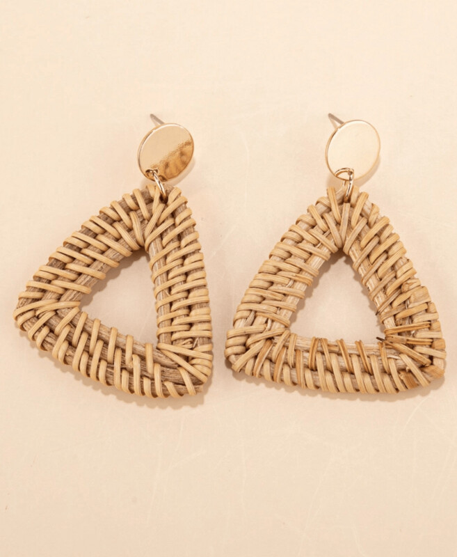 Rattan Geometric Drop Earrings