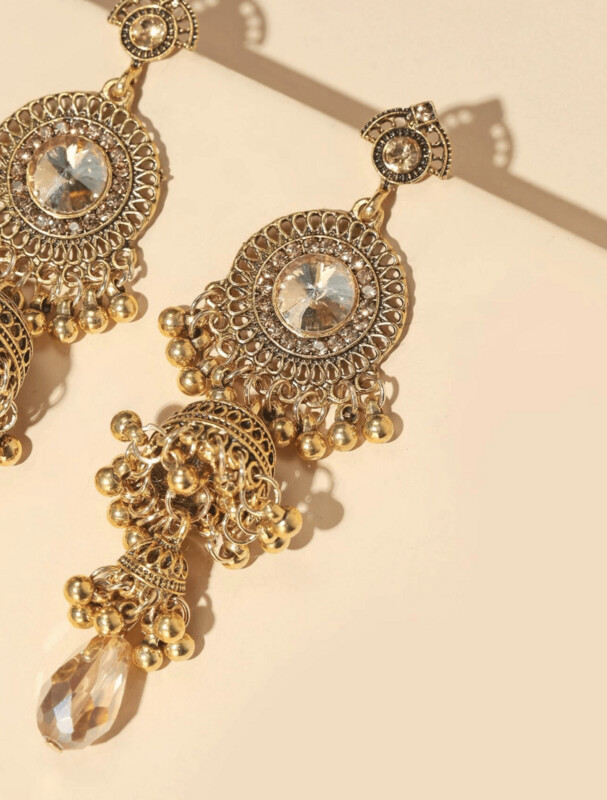 Bell Round Ball Tassel Drop Jhumka Earrings