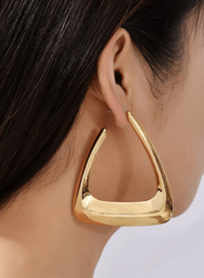 Triangle Design Gold Metal Earrings