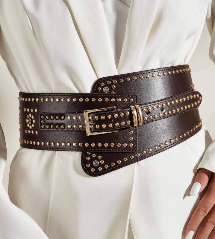 Studded Decor Wide Belt