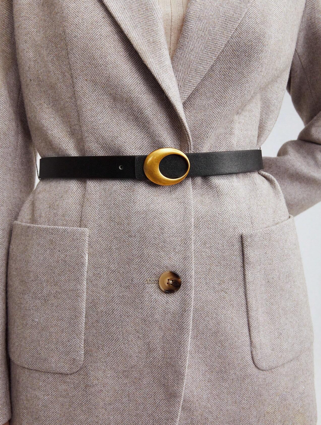 PREMIUM METALLIC ELLIPSE BUCKLE VERSATILE FASHIONABLE BELT FOR DAILY LIFE