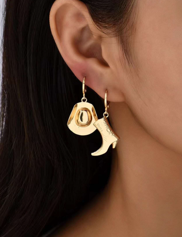 Western cowboy hat drop earrings