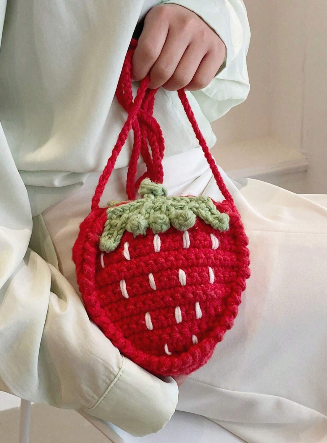 strawberry knit bag