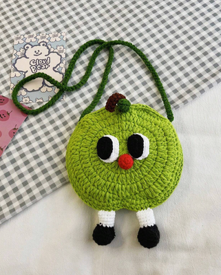 Set Fall Knitted Apple Design Crossbody Bag & Wallet For Toddler Girls, 2024 New Stylish Kids Purse, Parent-Child