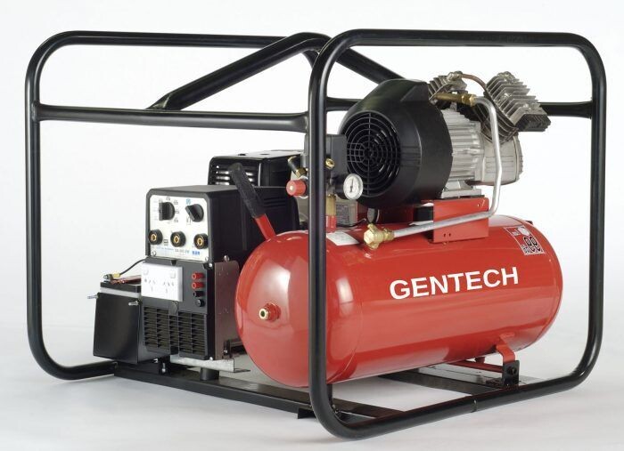 Gentech 6.8kVA @ 0.8pF 1 phase 50Hz Yanmar L100N5 3000rpm diesel powered electric start generator / 4-1 workstation 160amp weld current 60% duty cycle 14 CFM air 10amp DC charging in rollover frame Gentech 6.8kVA @ 0.8pF 1 phase 50Hz Yanmar L100N5 3000rpm diesel powered electric start generator / 4-1 workstation 160amp weld current 60% duty cycle 14 CFM air 10amp DC charging in rollover frame