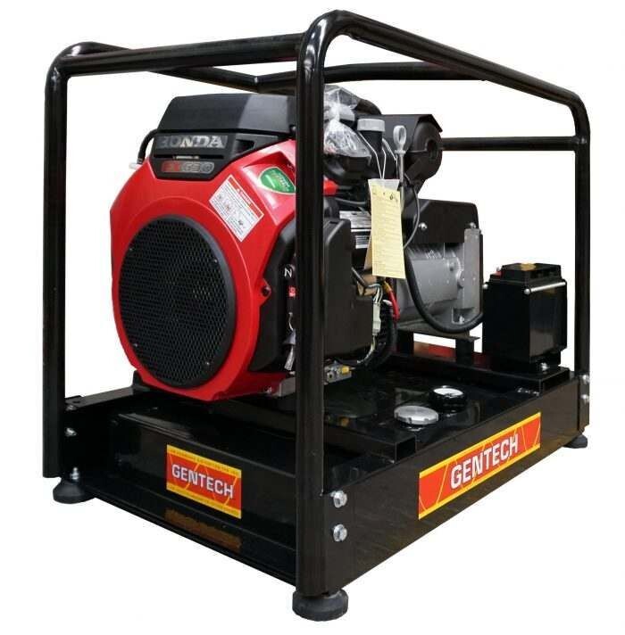 Gentech 11 kVA @ 0.8pF Honda GX630 V-Twin electric start petrol powered generator 1-phase 50Hz 3000rpm in rollover frame