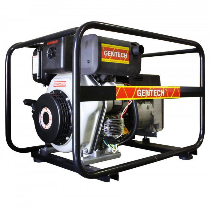 Gentech 6.8 kVA @ 0.8pF Yanmar L100N5 electric start diesel powered welder / generator 160amp weld current 60% duty cycle 1-phase 50Hz 3000rpm in rollover frame Gentech 6.8 kVA @ 0.8pF Yanmar L100N5 electric start diesel powered welder / generator 160amp weld current 60% duty cycle 1-phase 50Hz 3000rpm in rollover frame