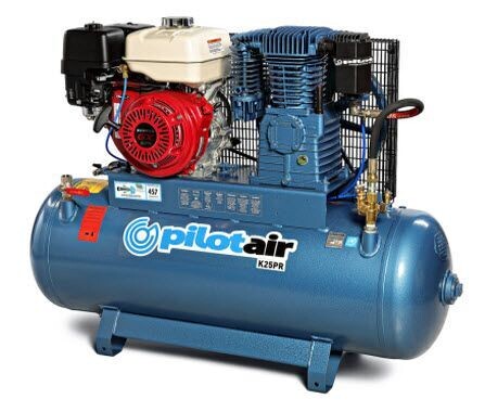 Pilot Air K25PR Petrol Air Compressor - 457L/min (16.2CFM) Free Air Delivery - Available in Darwin NT - Freight Included
