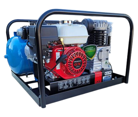 Pilot K17PUTE Air Compressor - HONDA Petrol/GX160 / 45L Rec /308L/min FAD