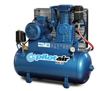 Pilot K25L18 Air Compressor- 415V/3 KW/100 L Rec./365 L/min FAD