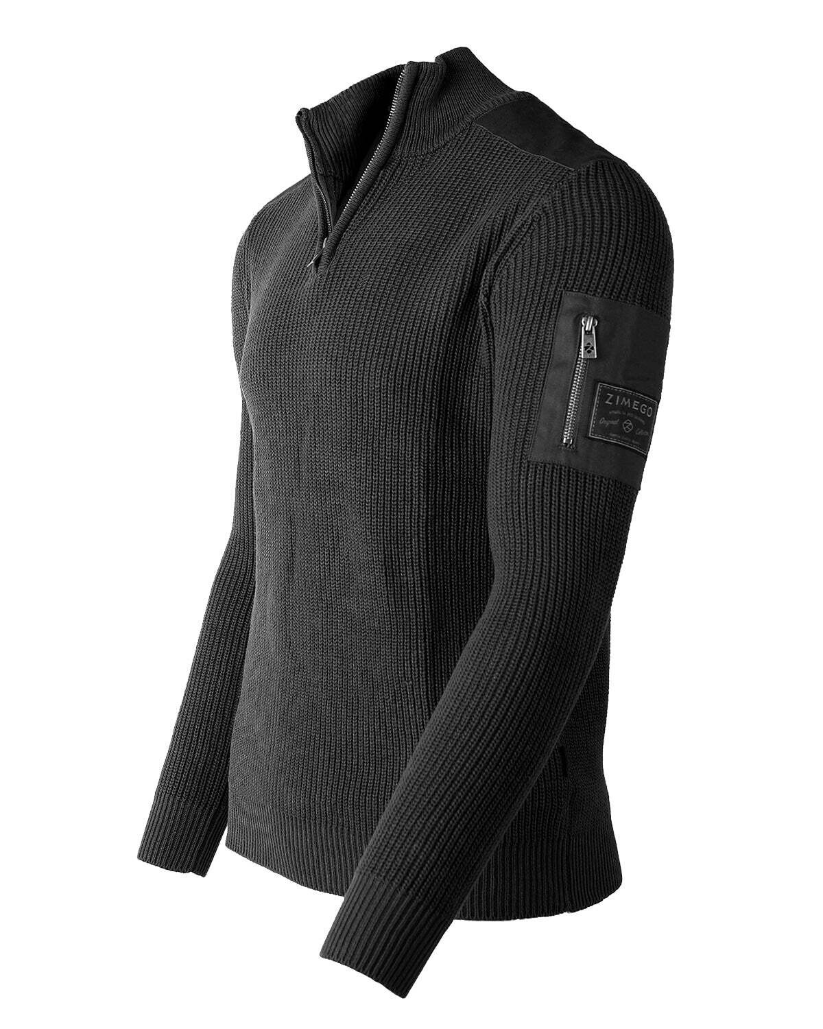 Free 3-day Shipping - ZIMEGO Mens Long Sleeve Pullover Quarter Zip Mock Neck Polo Sweater