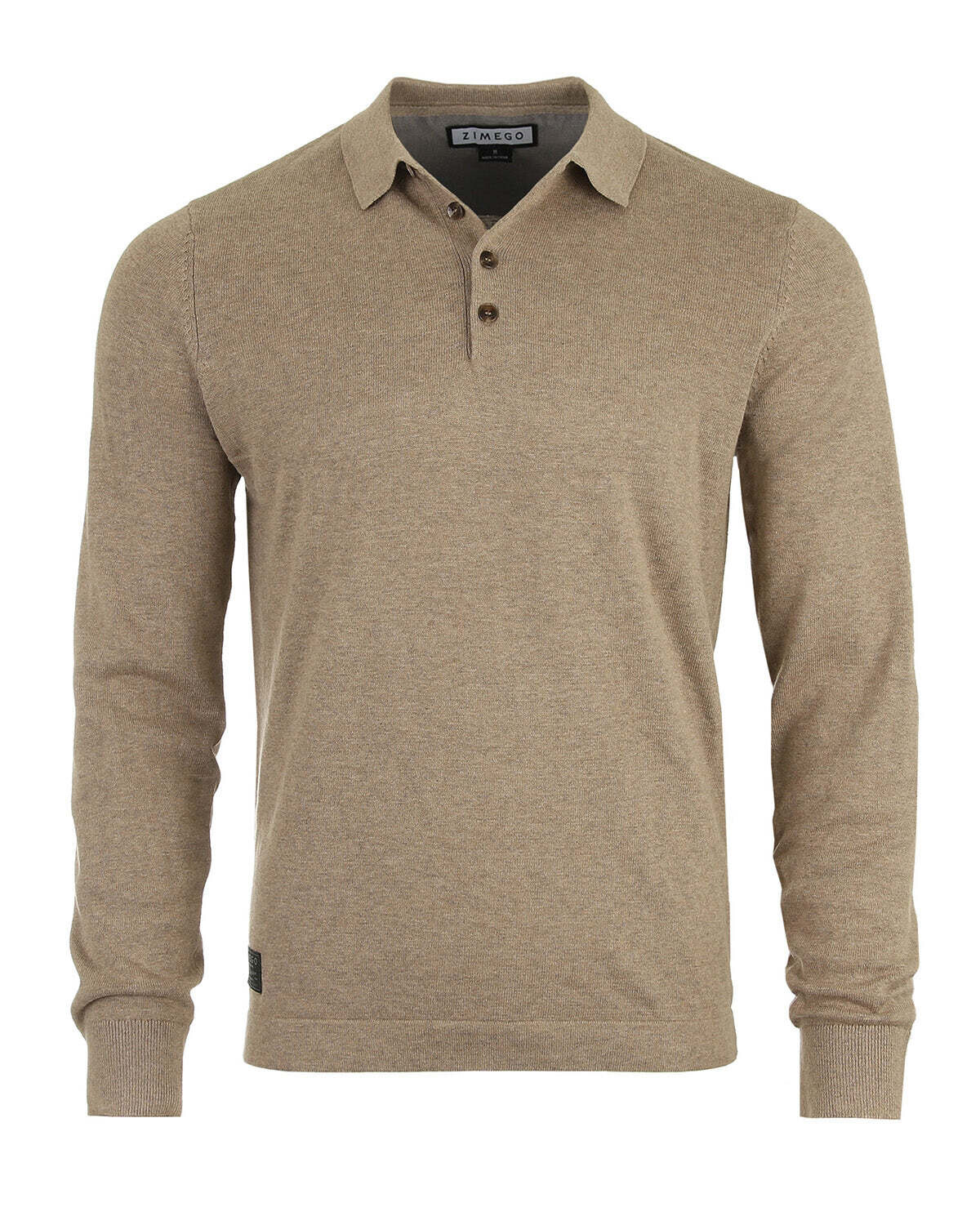 ZIMEGO Men's Casual Polo Sweater - Long Sleeve Pullover Button Knit Shirt