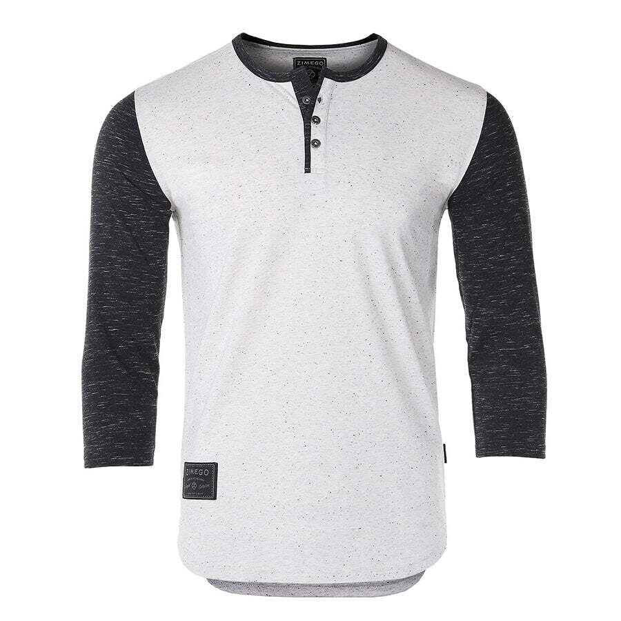 ZIMEGO Mens Contrast 3/4 Sleeve College Baseball Button Henley Athletic T Shirt