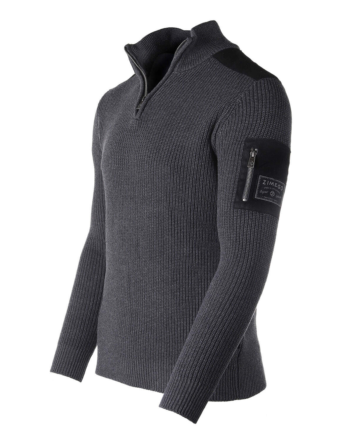 Free 3-day Shipping - ZIMEGO Mens Long Sleeve Pullover Quarter Zip Mock Neck Polo Sweater with Pocket