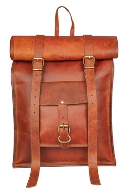  Genuine Leather Retro Rucksack Rolling Backpack Bag .