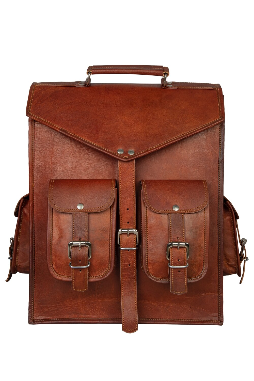Handmade Brown Leather Laptop Backpack For Unisex,