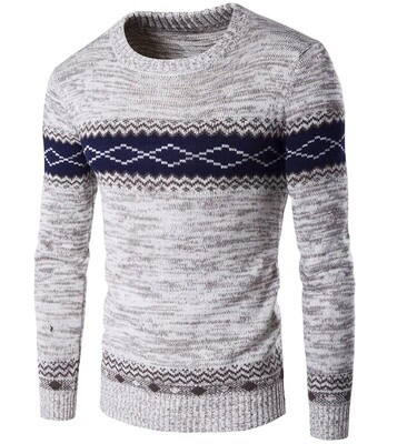 Men's pullover  twist loose  long sleeves crew neck jacquard autumn winter sweaters