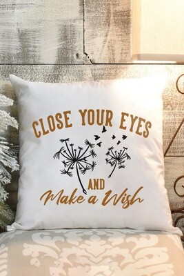 Beige Close Your Eyes and Make a Wish Pillow Cover