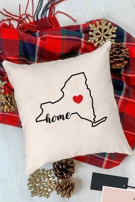 Beige New York Map Outline Love Home Pillowcase