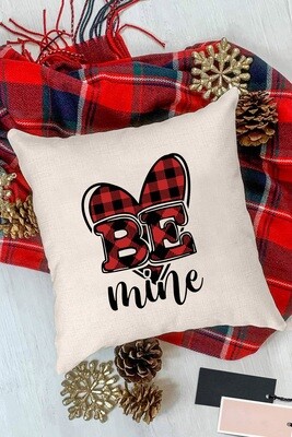 BE mine Plaid Heart Print Pillow Cover