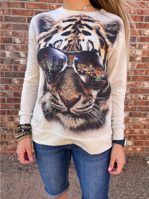 Just a City Girl Tiger Graphic Pullover
