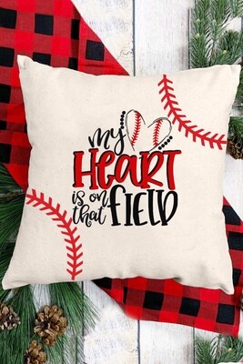 Beige My Heart Field Baseball Graphic Pillow Cover