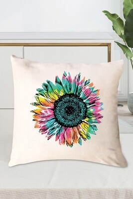 Beige Sunflower Pattern Pillow Cover