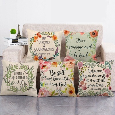 Watercolor Roses and Inspirational Sofa Pillow Cushion Cover