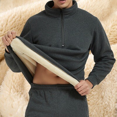 Fleece And Thickened Men's Sweater Stand-up Collar Winter Plus Size