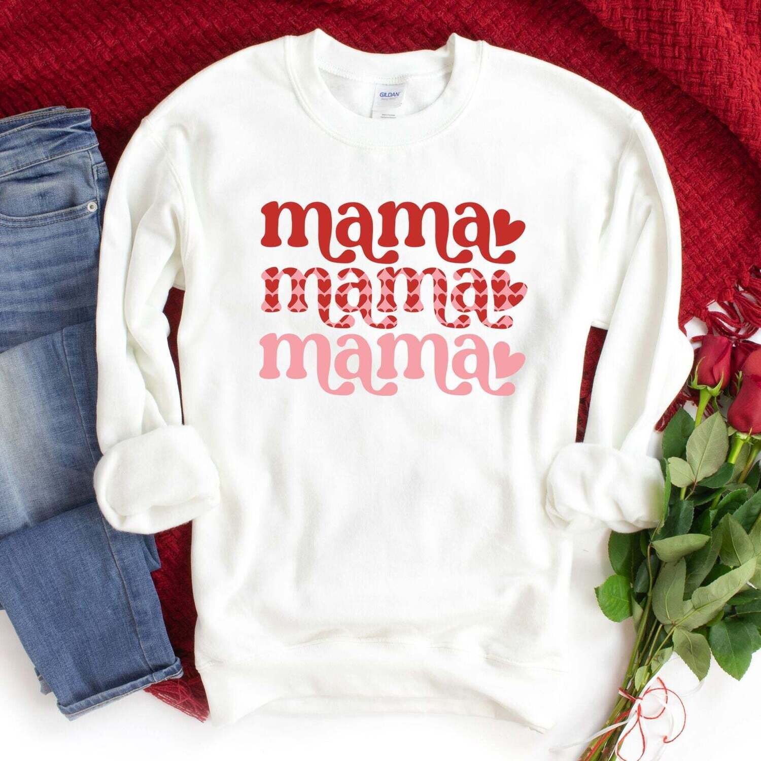 Mama Stacked Hearts | Sweatshirt